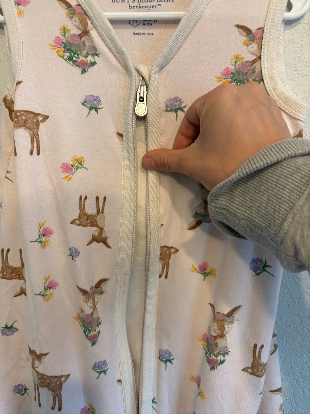 Burt’s Bees Baby Sleep Sack Organic Cotton Deer Floral 6–12M - Picture 8 of 12